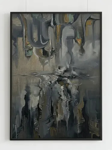 Abstract Oil Gestural Dripping Composition framed preview