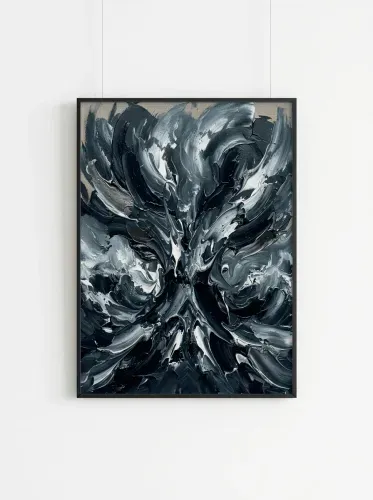 Abstract Oil Impasto Monochrome Swirl framed preview