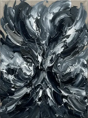 Abstract Oil Impasto Monochrome Swirl