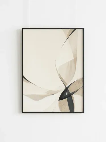 Abstract Watercolor Flowing Curves Neutral framed preview