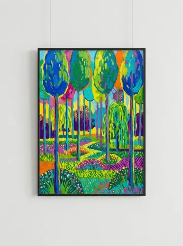 Acrylic Forest Garden Vibrant Wildflowers framed preview
