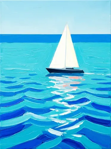 Acrylic Sailboat Turquoise Ocean Waves