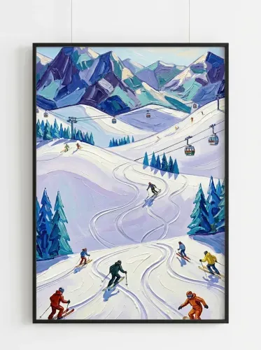 Acrylic Ski Resort Mountain Landscape framed preview