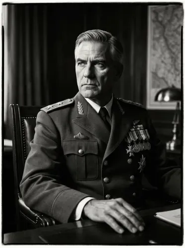 Black And White Charcoal Military Portrait