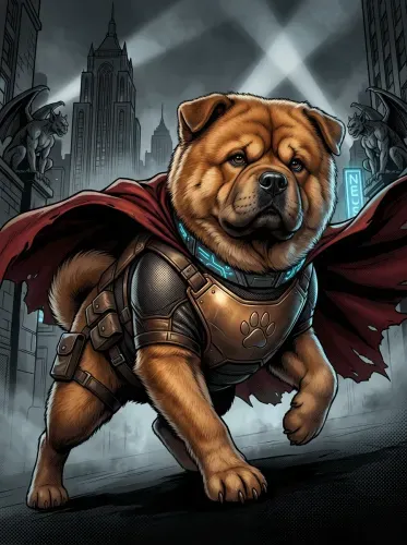 Comic Book Bulldog Superhero Red Cape