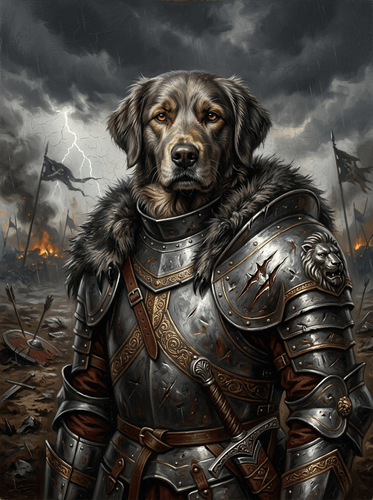 Digital Warrior Dog Medieval Armor Storm