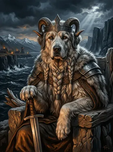 Fantasy Digital Warrior Dog Crown Armor