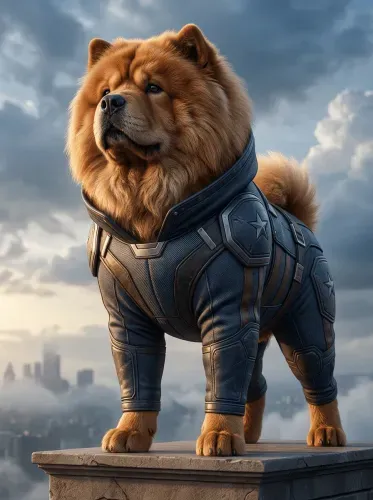 Futuristic Armored Chow Chow Superhero