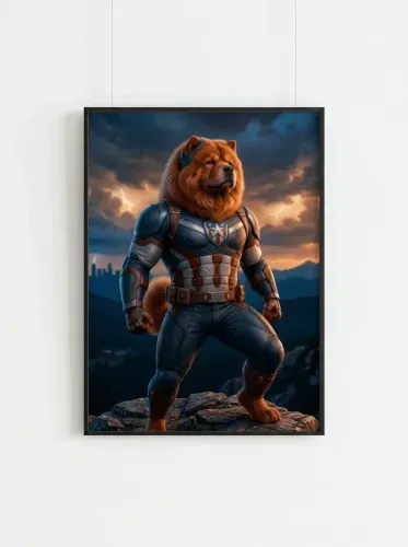 Futuristic Armored Chow Chow Superhero framed preview