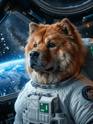 Futuristic Chow Chow Astronaut Space Explorer