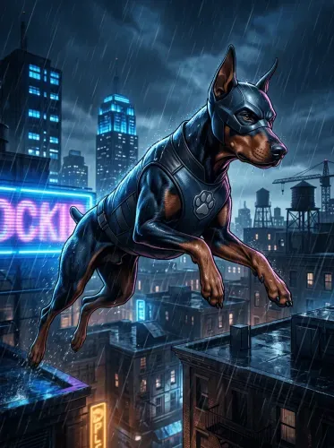 Futuristic Neon Doberman Cyber Warrior