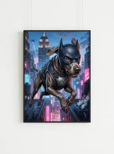 Futuristic Neon Dog Superhero Mask framed preview