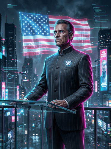 Futuristic Neon Presidential Portrait