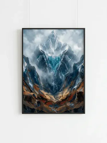 Futuristic Oil Paint Alpine Peak Canvas framed preview