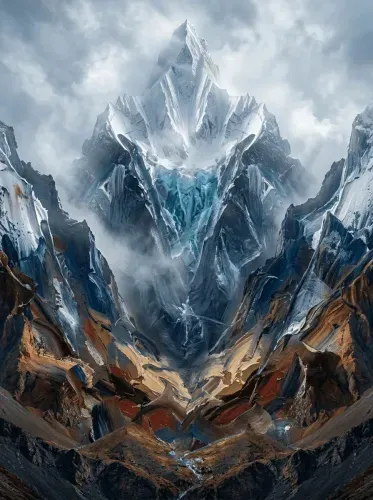 Futuristic Oil Paint Alpine Peak Canvas