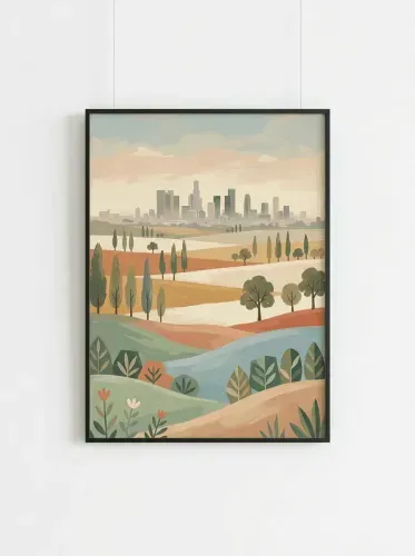 Impressionist Cypress Rolling Hills Skyline framed preview