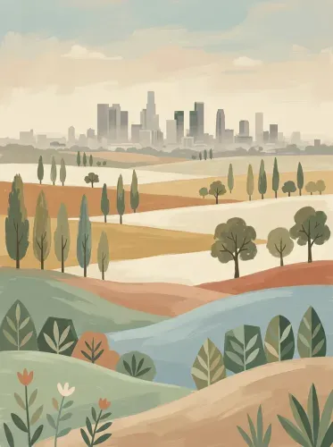 Impressionist Cypress Rolling Hills Skyline