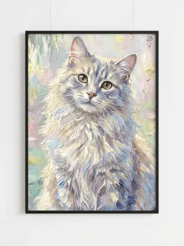 Impressionist Fluffy Cat Wisteria Garden framed preview