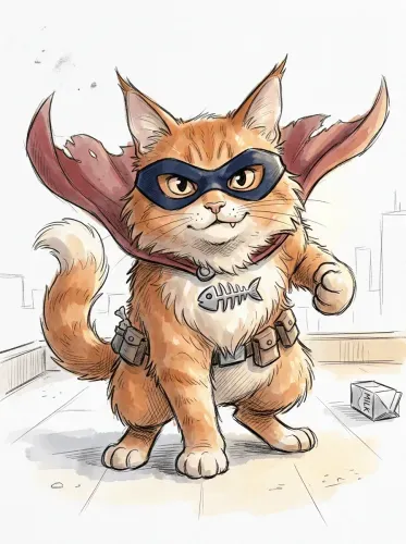 Ink Watercolor Superhero Cat Mask