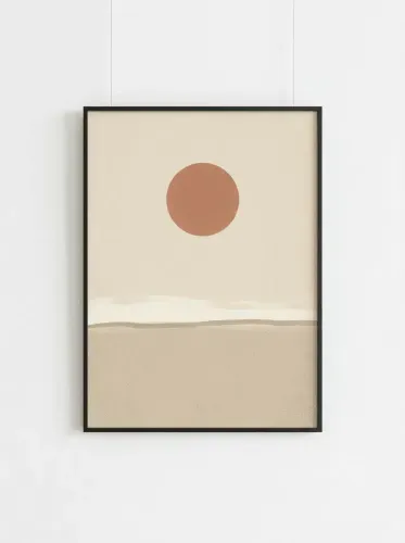 Minimalist Terracotta Sun Desert Landscape framed preview