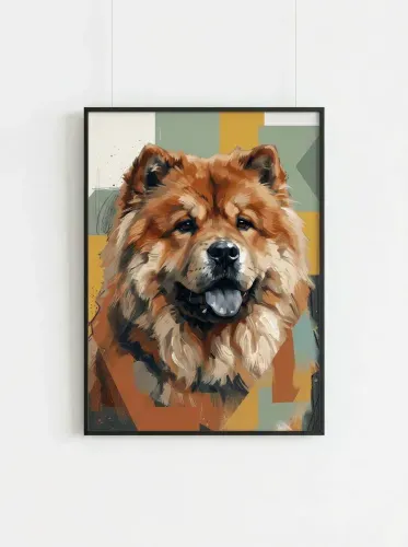 Modern Acrylic Chow Chow Geometric Background framed preview