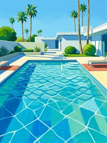 Modern Acrylic Palm Pool Landscape