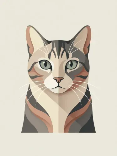 Modern Geometric Tabby Cat Portrait