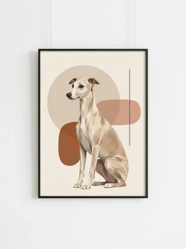 Modern Minimalist Greyhound Abstract Shapes framed preview