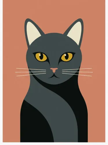 Modern Pop Art Black Cat Golden Eyes