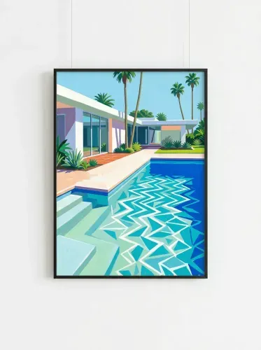 Modern Pop Art Palm Pool Geometric framed preview