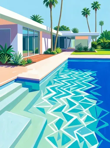 Modern Pop Art Palm Pool Geometric