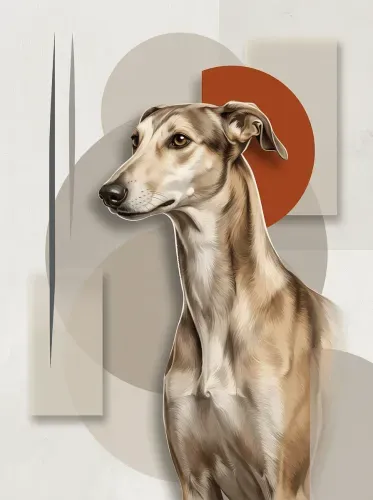 Modern Realistic Greyhound Profile Rust Circle