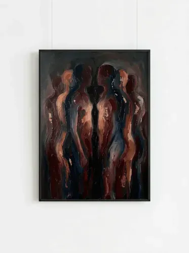 Oil Abstract Figures Gold Leaf Composition framed preview