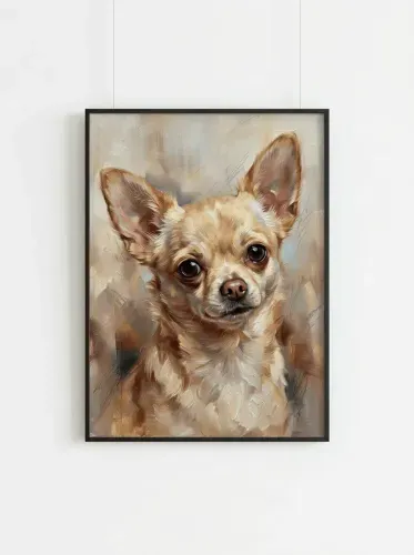 Oil Paint Chihuahua Portrait Expressive Eyes framed preview