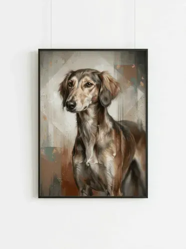 Oil Paint Dog Portrait Golden Accents framed preview