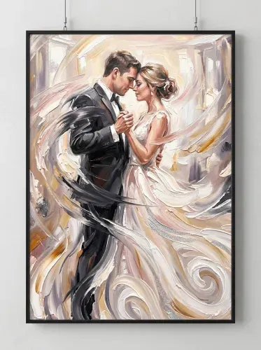 Oil Paint Wedding Dance Swirling Romance framed preview