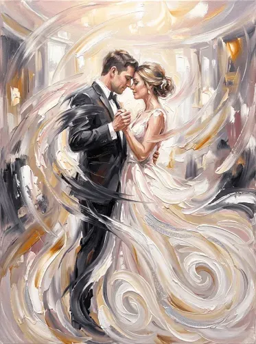 Oil Paint Wedding Dance Swirling Romance