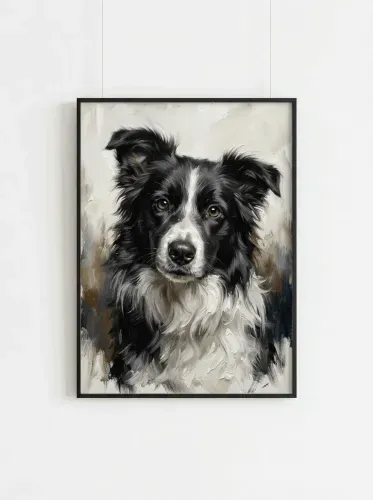 Oil Painting Border Collie Amber Eyes framed preview