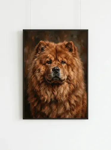 Oil Painting Chow Chow Portrait Warm Amber framed preview