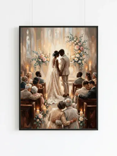 Oil Painting Church Wedding Ceremony Roses framed preview