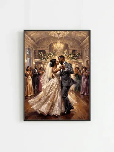 Oil Painting Elegant Wedding Dance Ballroom framed preview