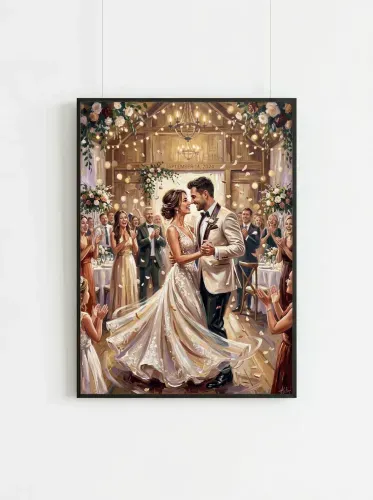 Oil Painting Elegant Wedding First Dance Portrait framed preview