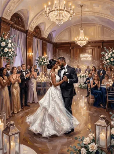Oil Painting Elegant Wedding First Dance