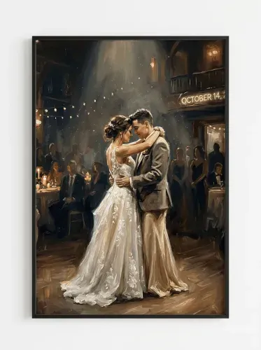Oil Painting First Dance Wedding Portrait framed preview