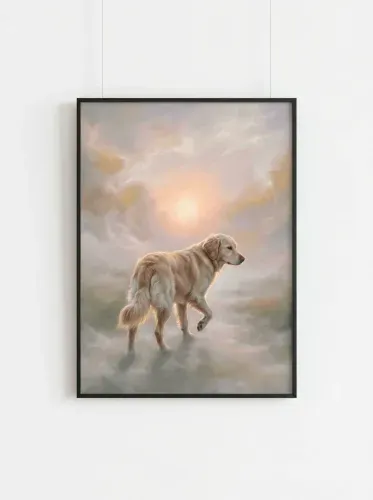 Oil Painting Golden Retriever Heavenly Light framed preview