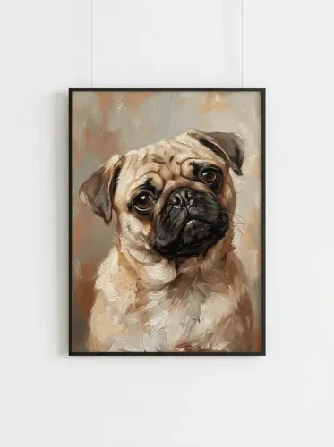 Oil Painting Pug Expressive Eyes Portrait framed preview
