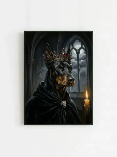 Oil Painting Regal Doberman Crown Portrait framed preview