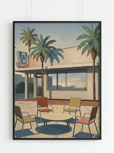 Oil Painting Retro Desert Bar Patio framed preview