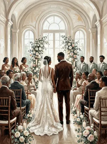 Oil Painting Wedding Ceremony Elegant Arch