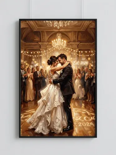 Oil Painting Wedding Couple First Dance Ballroom framed preview